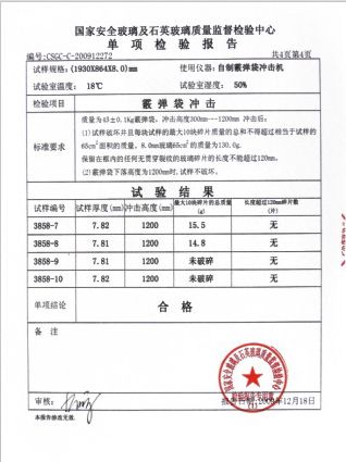 霰彈袋沖擊檢驗(yàn)報告